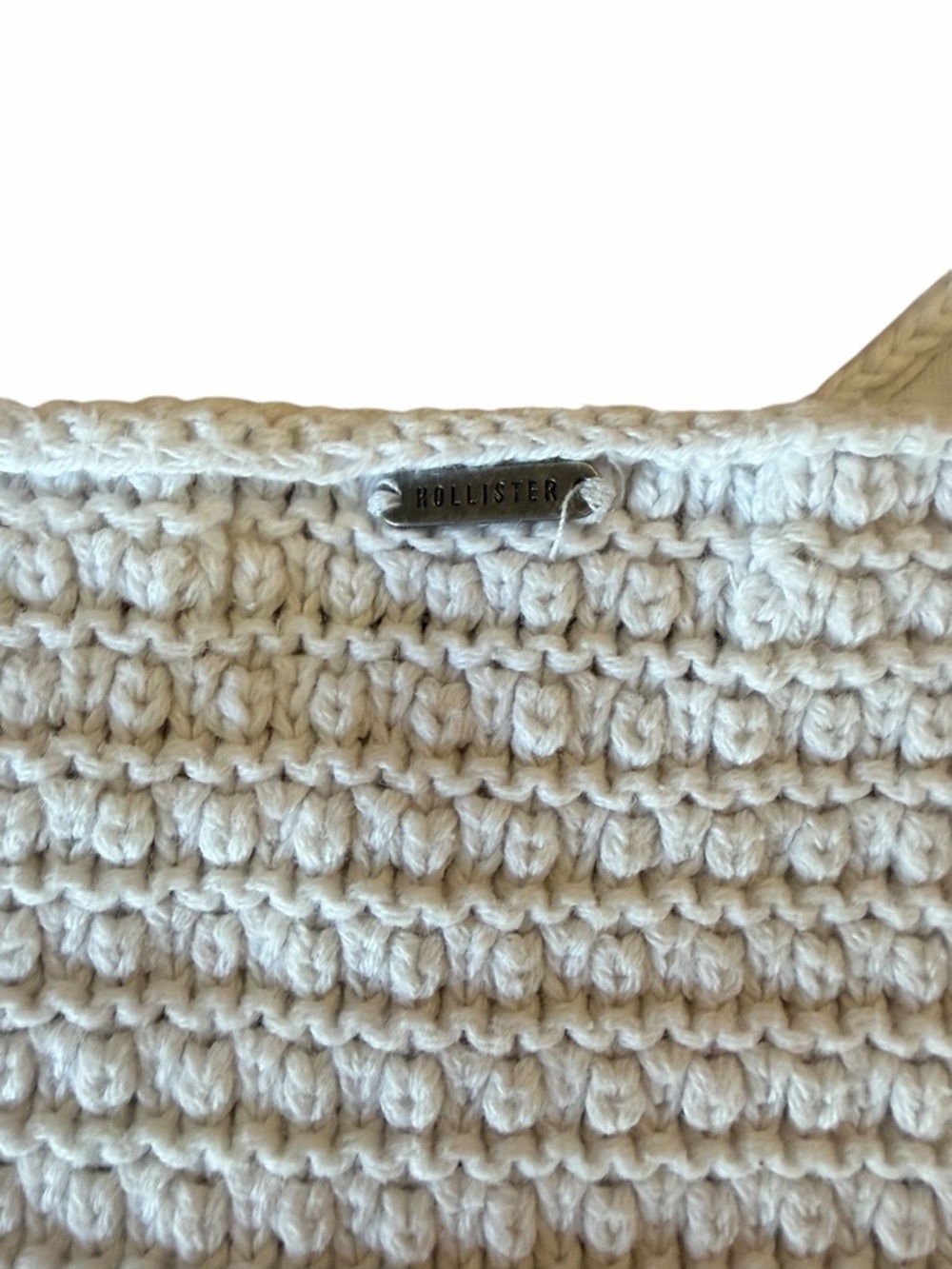 Hollister Cream Crochet Cropped Tank with Yellow Sunflower Trim - Picture 4 of 6
